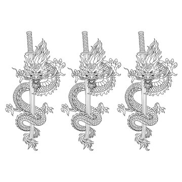 Tattoo vector illustration of dragon