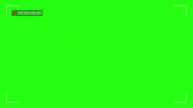 Camera Viewfinder Recording Green Screen with REC Timer Chroma Key Background