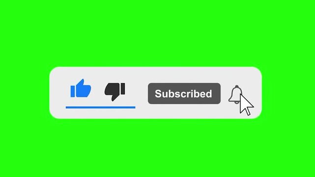 Subscribe Like and Notification Bell Animation on Green Screen