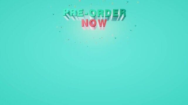 Pre-order now title text sits centered at the top of a bright teal studio background with clean negative copy space for commercial editing