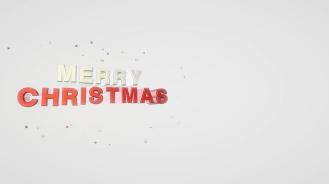 Merry Christmas text appears aligned to the left side on a bright white background leaving generous empty negative space for titles