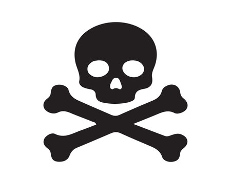 Black skull and crossbones icon representing danger or hazard with crossbones