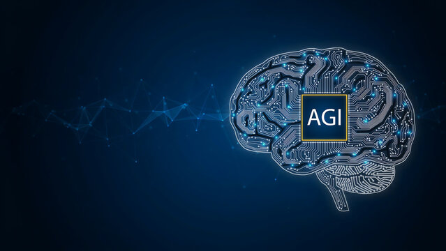 Artificial General Intelligence AGI Concept &ndash; Futuristic AI Technology Background with Copy Space