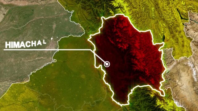 Himachal Pradesh Highlighted on india map Animation, Himachal Pradesh State Map Visualization, Animated Himachal Pradesh Geographic Map
