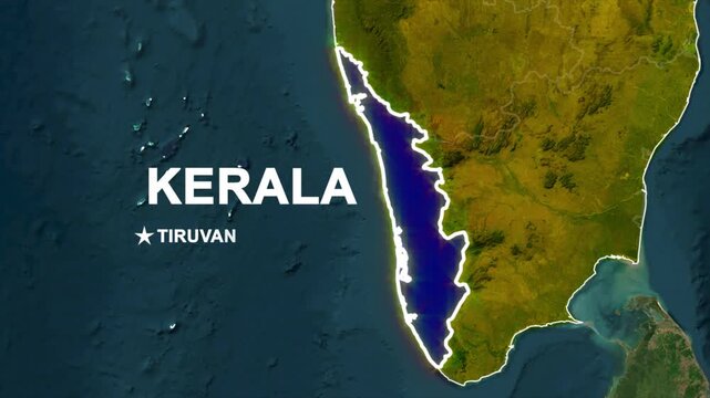 Kerala highlighted on india map with Location Label animation, Animated Kerala Map Geographic Visualization