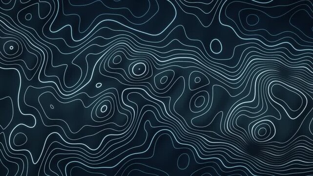 Morphing Topographic Contour Lines Glowing Elevation Map Abstract Motion Background Seamless Loop in rich navy tones