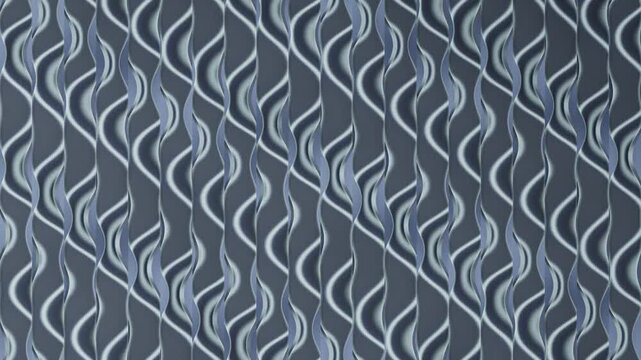 Twisting Aluminium Fin Wall With Helical Torsion Light Bands Seamless Loop in bright silver tones