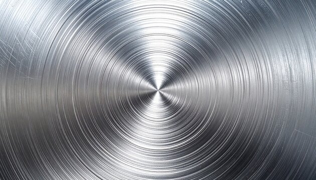 Circular brushed silver metal plate with fine radial texture