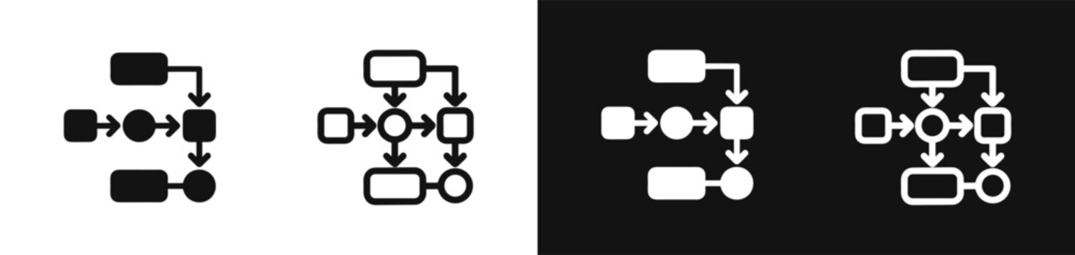 Business process flowchart steps and workflow algorithm vector icons set