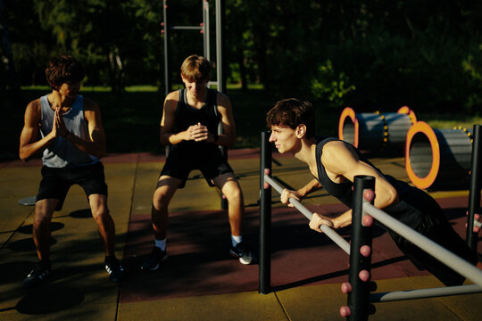 Dedicated young athletes training together for a healthy physical lifestyle.