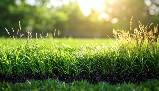 Grass growth stages showing progression from short turf to tall mature grass