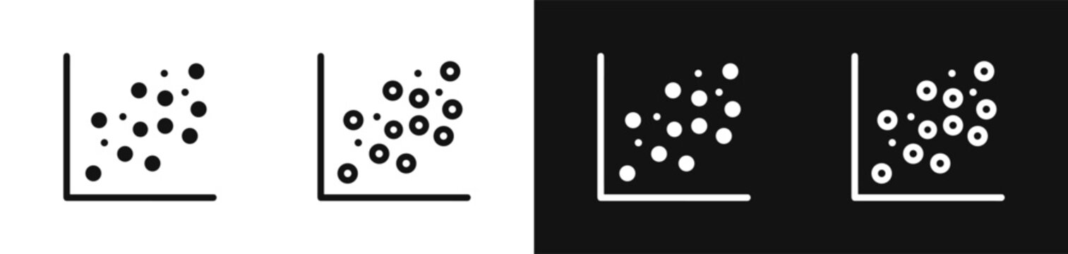 Scatter plot chart statistical data distribution vector icon set