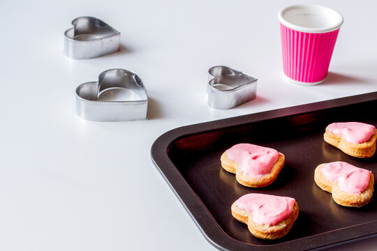 cookies for Valentine's Day heartshaped on white background