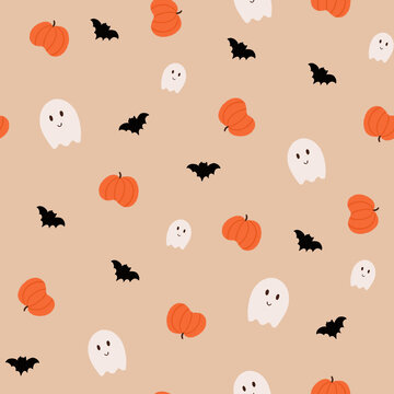 cute halloween seamless pattern hand drawn background