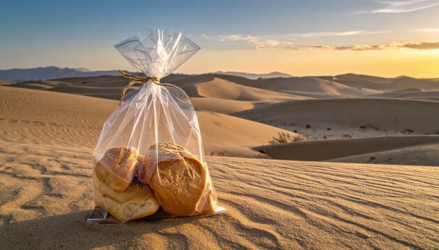 Clear plastic bread bag with twist tie for bakery packaging concepts
