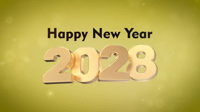 Happy New Year Number 2028 Gold 3D