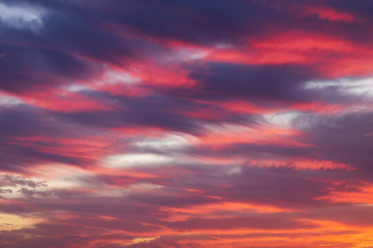 Sunset sky with dramatic red clouds over Bonifacio