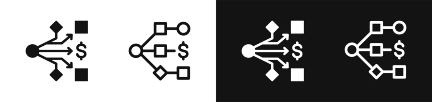 Diagram workflow and monetization icon set