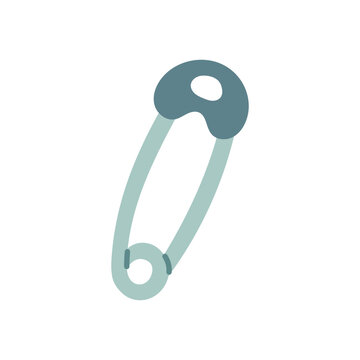 Vector hand drawn safety pin illustration. Sewing and needlework accessory for tailoring, clothing repair, handmade craft and stitching isolated on white background