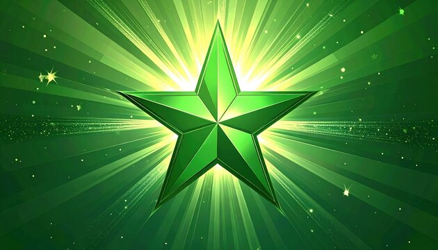 Green ten-pointed star with radiant sunburst shape for badge, celebration and graphic design concepts