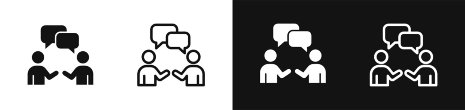 People talking icon set, communication and discussion symbols