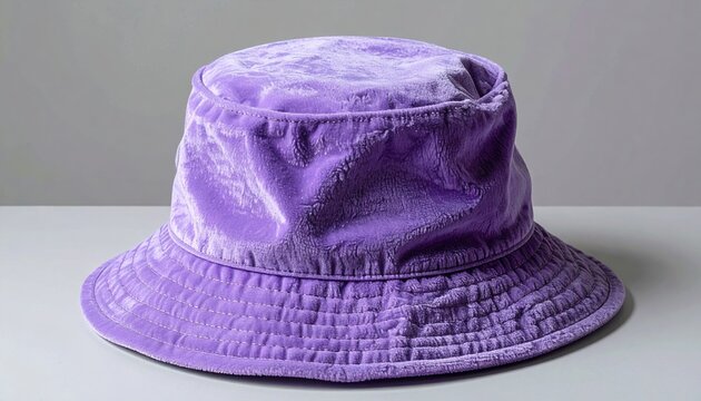 Purple terry cloth bucket hat with soft texture for summer fashion
