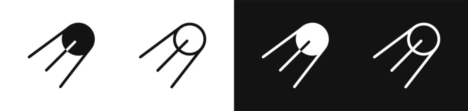 Sputnik satellite icon set, space exploration symbol