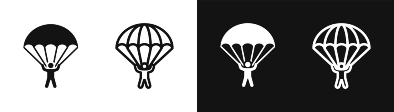 Parachutist skydiving icon set