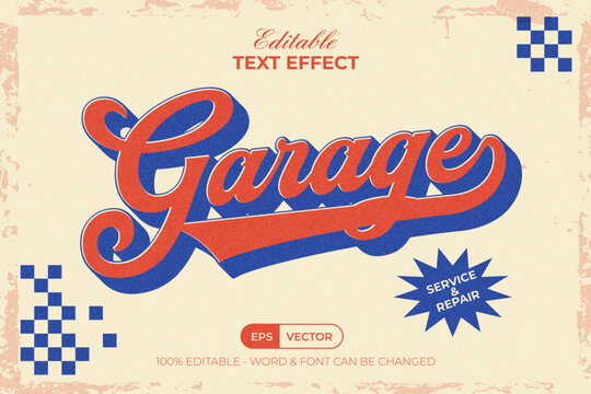 Vintage Editable Retro Garage Text Effect Style