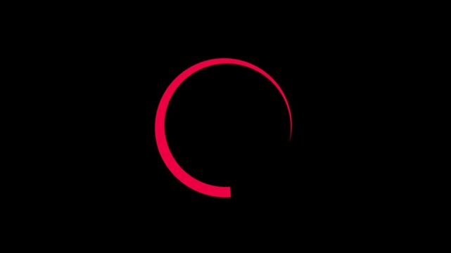 Bright red glowing incomplete circle on dark background