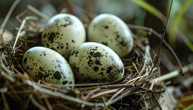 Hatching alien eggs in a nest representing mysterious extraterrestrial biology and science fiction
