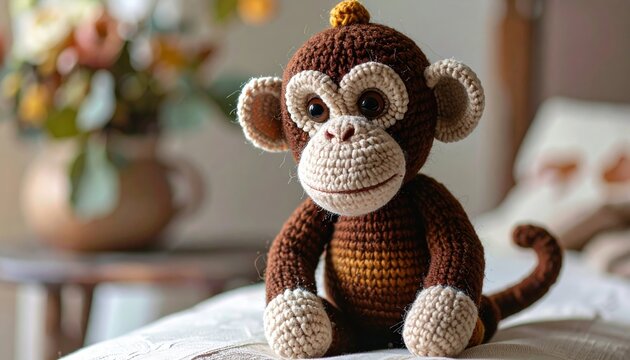 Classic handmade sock monkey stuffed animal toy with vintage charm