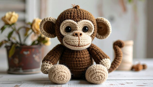 Classic handmade sock monkey stuffed animal toy with vintage charm