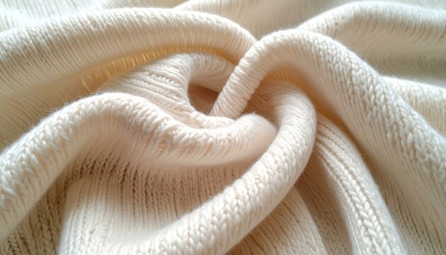 Cream boucle wool fabric swatch with pinked edges and soft looped texture