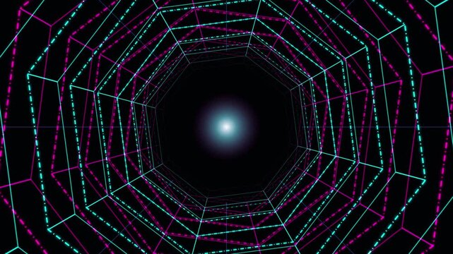 Abstract futuristic neon tunnel motion graphic
