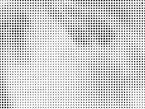 Abstract halftone pattern background with varying dot sizes isolated on white background