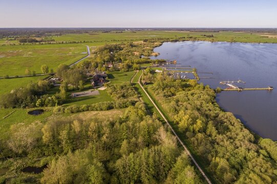 Olga harbour on Lake D&uuml;mmer, Oldenburg M&uuml;nsterland, D&uuml;mmerlohhausen, Lower Saxony, Germany