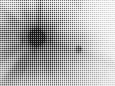 Abstract halftone pattern with radial dot gradient isolated on white background