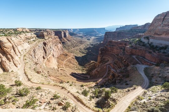 Serpentine road, Shafer Canyon Overlook, Shafer Canyon Road, Island in the Sky, Canyonlands National Park, Moab, Utah, USA