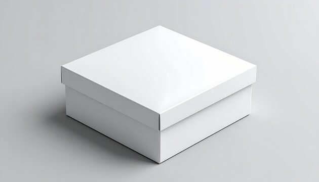 Blank white square cardboard envelope box with clean minimalist packaging design