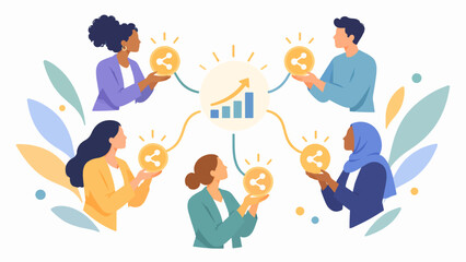 Fototapeta premium Startup equity shares team ownership flat vector art