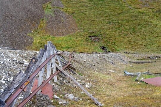 Abandoned Skansbukta mine, Billefjorden, Spitsbergen Island, Svalbard Archipelago, Norway