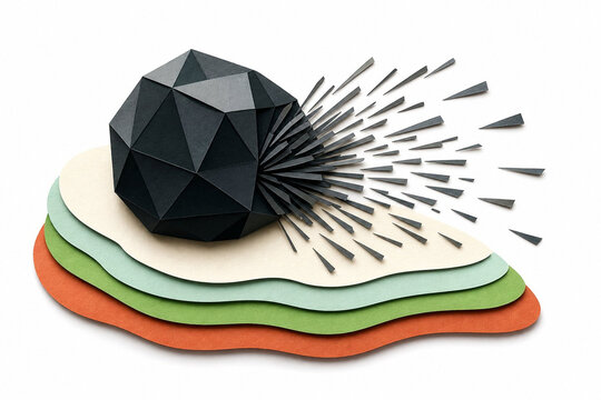 Magnetite black crystal pulling iron filings