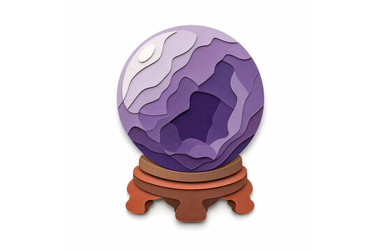 Polished amethyst sphere on a wooden stand