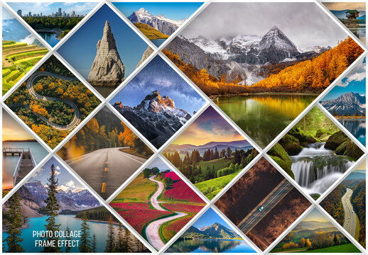 Photo Collage Frame Effect Mockup