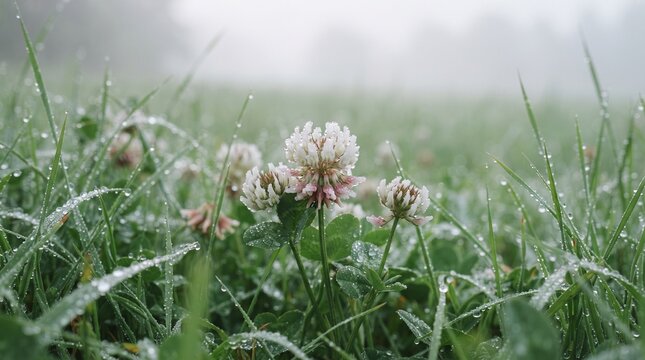 Dew covered clover