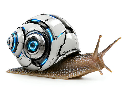a snail with a shell transformed into a robot
