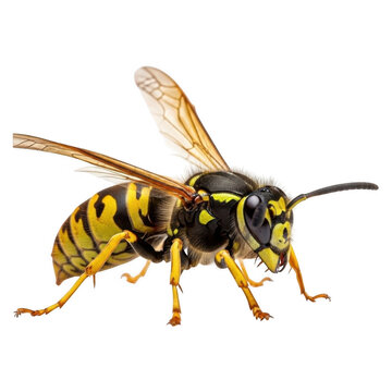 3D Realistic Yellowjacket Wasp, Flying Hornet Insect, Wild Wildlife Element, Nature Garden Creature, Field Fauna Object, Entomology Icon