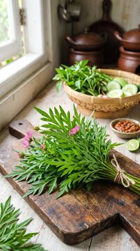 fresh kenikir leaves