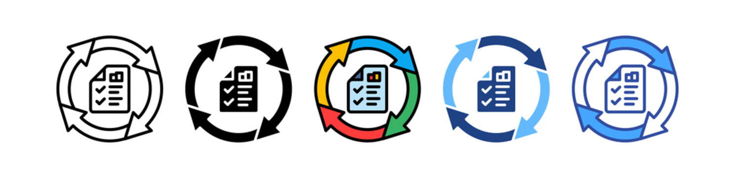 Project Lifecycle multistyle icon illustration